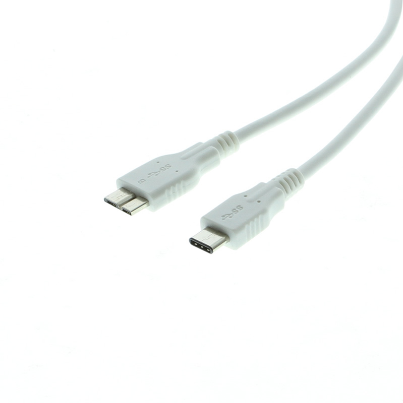 White 3ft USB 3.0 Type-C to Micro-B cable
