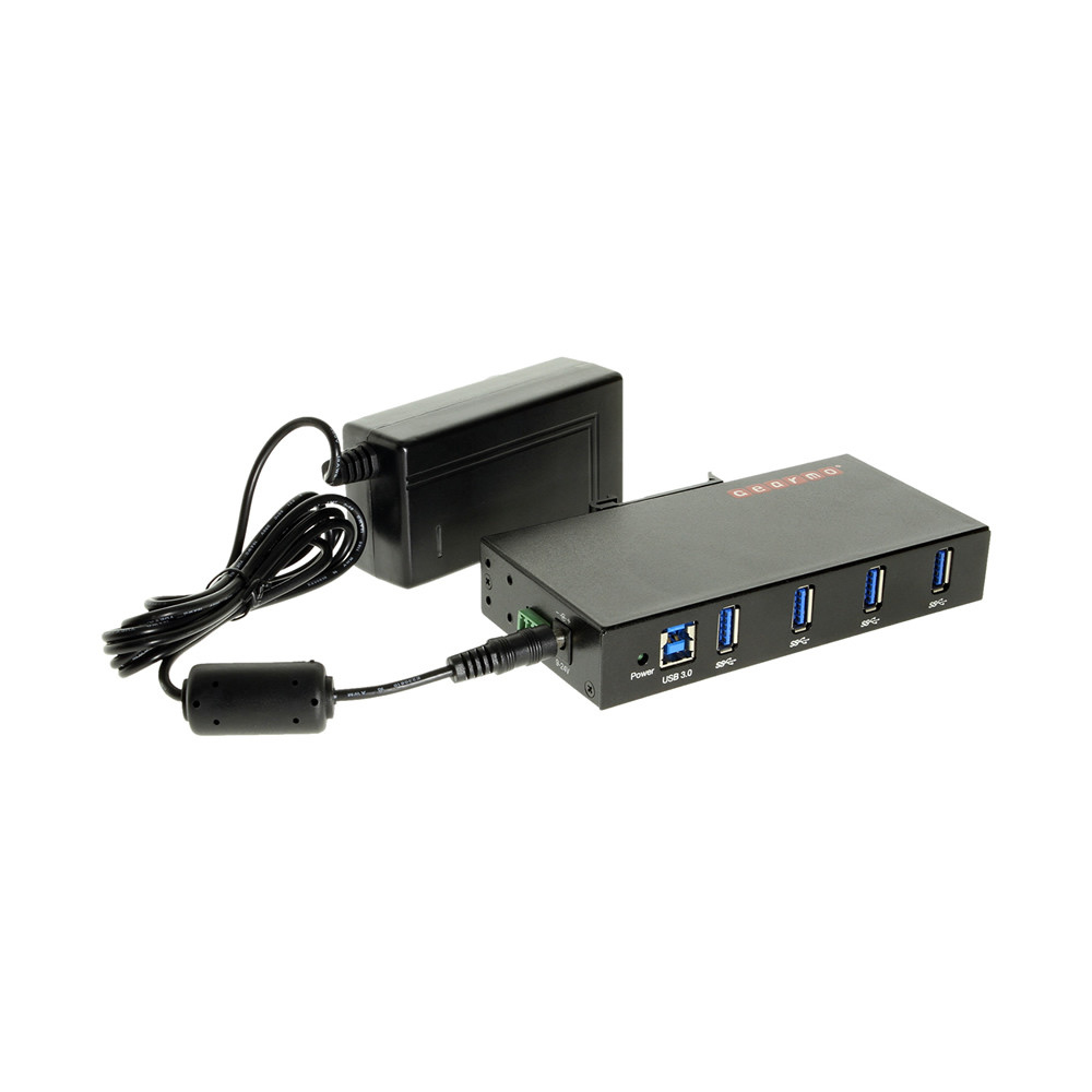 USB 3.0 4 port industrial hub with power adapter