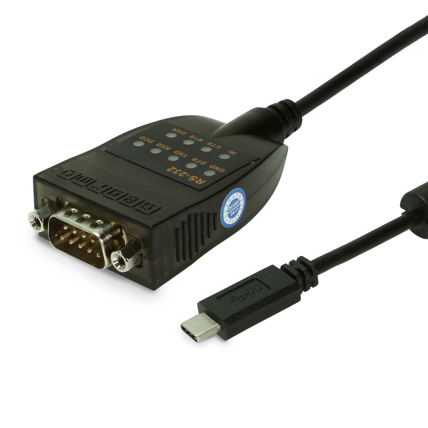 USB-C 2.0 to Serial RS-232 Adapter w/ LED Indicators