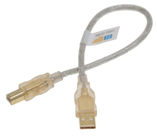 Clear USB Cable A to B, 12 inch High-Speed USB 2.0 Gold Plated