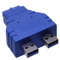 USB 3.0 Gender Changer Type-A Male (X2) to 19-pin Header Female