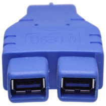 USB 3.0 Gender Changer Type-A Female (X2) to 19-pin Header Female