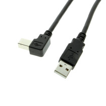 3ft. USB 2.0 A to B Left Angle Cable Black Hi-Speed 28/24AWG