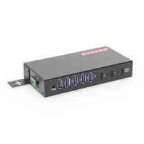 7-Port USB 3.2 Gen 2 2 Type-C 5 Type-A Industrial Surface & DIN-Rail Mount Hub w/ ESD Surge Protection