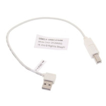 1ft. White Right to Straight A to B 28/28AWG Cable USB 2.0 RoHS