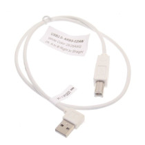 2ft. White Right to Straight A to B 28/28AWG Cable USB 2.0 RoHS