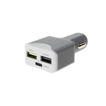 USB Car Charger 45W w/Dual Port Type-A Normal Charging Type-C Gray