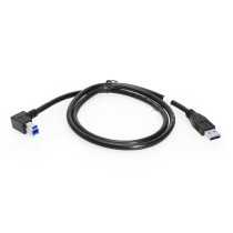 36 Inch (0.92m) USB 3.0 A to Left Angle B Male Cable, Black, 28/24AWG