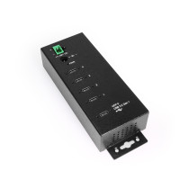 4-port USB-C 3.2 Hub w/ 15KV ESD Surge Protection DIN RAIL Mount