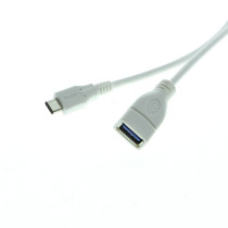 3ft USB 3.0 Type-C Male to Type-A Female White Molded USB Cable
