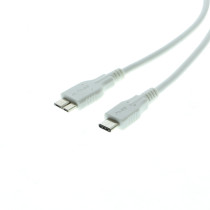 White 3ft USB 3.0 Type-C to Micro-B SuperSpeed cable