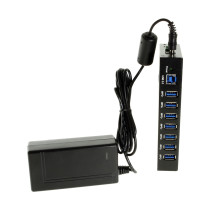 USB 3.0 7 Port Din Rail Mountable Hub with Power Adapter