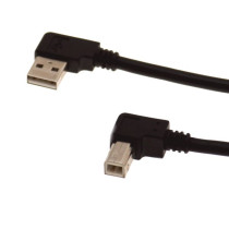 USB A to B Right Angle Both Connectors USB 2.0 Hi-Speed 6ft. Black