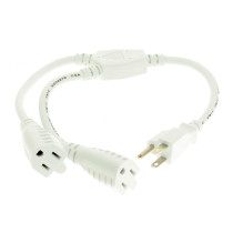 White 16-inch UL Listed Power Y-Cable Computer Power Cable