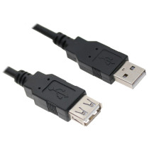 1ft. Black USB 2.0 A-Male to A-Female Extension Cable