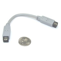 8" Daisy Chain 9-pin to 9-pin firewire 800 Black cable