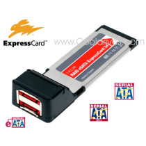 Dual Port ExpressCard 34mm eSATA 3Gb/s 300Mbps SATA II Card RAID