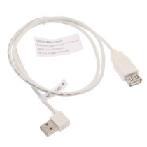 White 3ft. USB 2.0 Extension Cable A male Right Angle to A Female