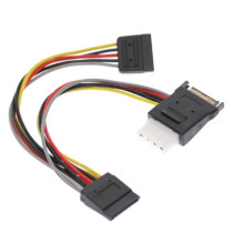 7in. SATA Power Splitter Cable Molex 4-Pin Output Dual 15-pin Sata Output