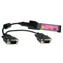 Two Port RS-232 ExpressCard DB-9 Dongle for New Laptops