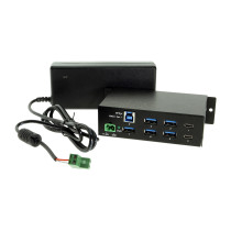 USB-C 7 Port Hub 2X Type-C 5X Type-A - DIN Rail - Power Adapter