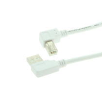 3ft. White USB 2.0 Cable A Left Angle to B Left Angle High-Speed