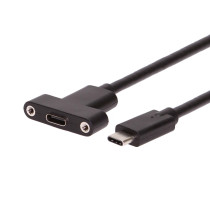 USB 3.2 Gen 2 Type-C Male to Female Panel Mount Cable 8 Inch