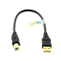 Black USB Cable A to B12 inch High-Speed USB 2.0 Gold Plated
