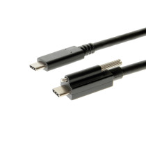 20in. USB Single Screw Lock Type-C to C Male Cable 10GB Data 5A Power