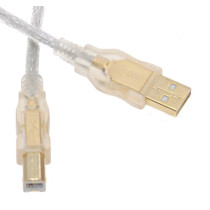 Clear USB Cable A to B12 inch High-Speed USB 2.0 Gold Plated