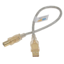 Clear USB Cable A to B, 12 inch High-Speed USB 2.0 Gold Plated