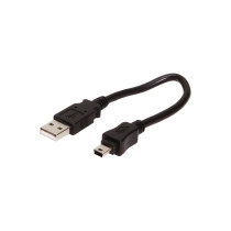 8 inch Black USB A to Mini B Cable