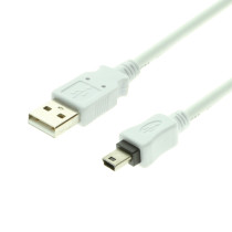 8 inch White USB A to Mini B Cable