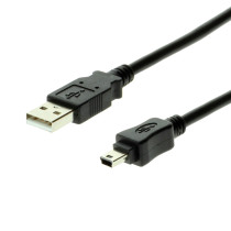 12 inch Black USB A to Mini B Cable