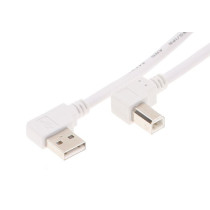 6ft. White USB 2.0 Cable A Left Angle to B Left Angle High-Speed