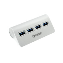 USBGear 4-Port USB 3.0 Data Hub Sleek Silver for Laptop Applications