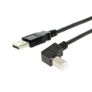 10ft. USB 2.0 A to B Left Angle Cable Black Hi-Speed 28/24AWG