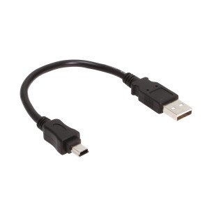 8 Inch USB A to Mini-B Black Device Cable