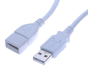 28/24 AWG USB 2.0 Hi-Speed A to A Extension Cable 10ft. UltraFlex White
