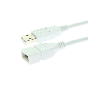 USB 2.0 Extension Cable 10ft White A-Male to A-Female