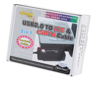 USB 2.0 to IDE ad SATA and eSATA Hard Drive Adapter with Back-Up Button
