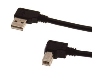USB A to B Right Angle Both Connectors USB 2.0 Hi-Speed 6ft. Black