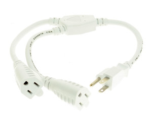 White 16-inch UL Listed Power Y-Cable Computer Power Cable