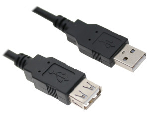1ft. Black USB 2.0 A-Male to A-Female Extension Cable
