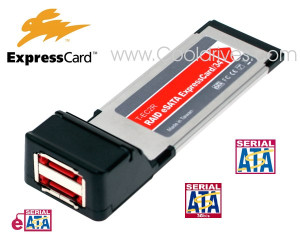 Dual Port ExpressCard 34mm eSATA 3Gb/s 300Mbps SATA II Card RAID