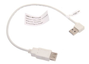 1ft. White USB 2.0 Extension Cable A male Right Angle to A Female