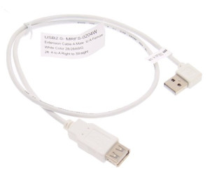 White USB 2.0 A male to A female extension cable