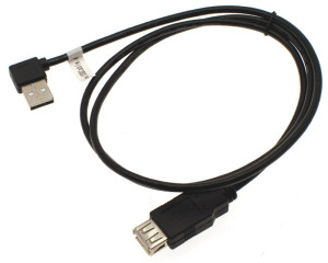 3ft. Black USB 2.0 Extension Cable A male Right Angle to A Female