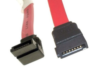 14in Red SATA Device Cable Straight to Left Angle