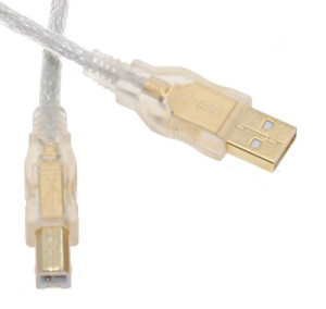 Clear USB Cable A to B12 inch High-Speed USB 2.0 Gold Plated